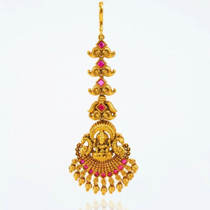 Lakshmi Temple Jewellery Maang Tikka with Ruby Stones R-2274