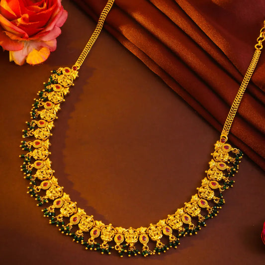 Vanamaala Haram | Gold-Plated Forest Garland Temple Necklace Set