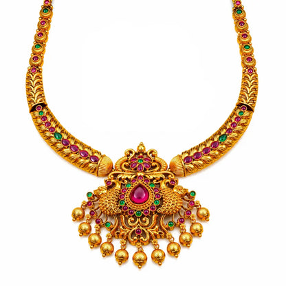 Ruby Peacock Short Necklace Set K-1048