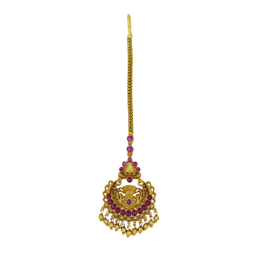 Bridal Temple Maang Tikka with Floral Motif R-1620
