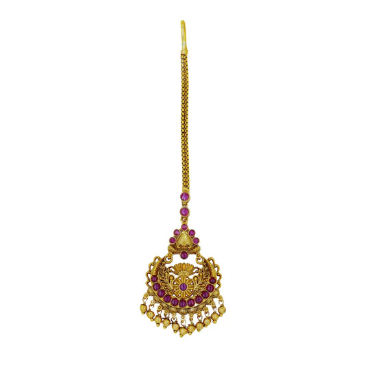 Bridal Temple Maang Tikka with Floral Motif R-1620