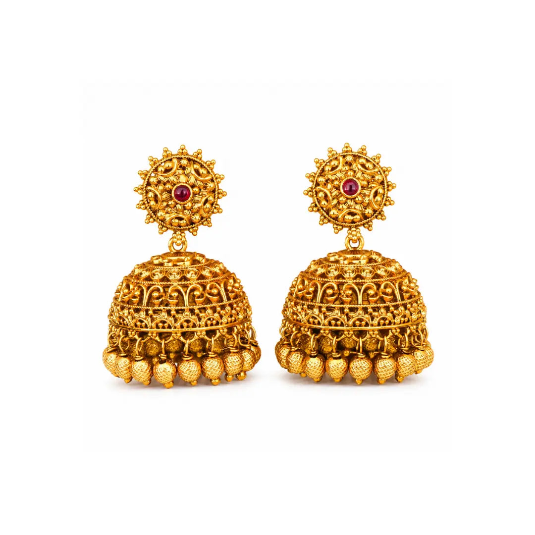 Classic Gold-Plated Temple Jhumka  N-195
