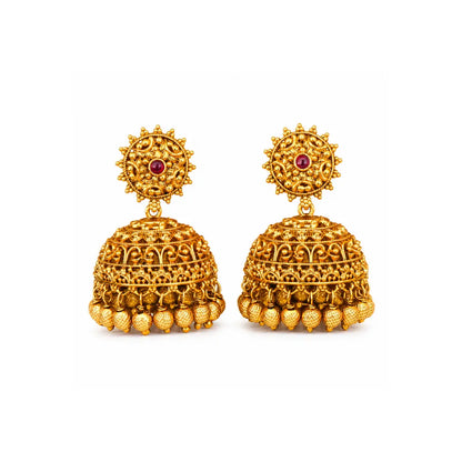 Classic Gold-Plated Temple Jhumka  N-195