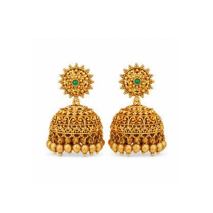Classic Gold-Plated Temple Jhumka  N-195