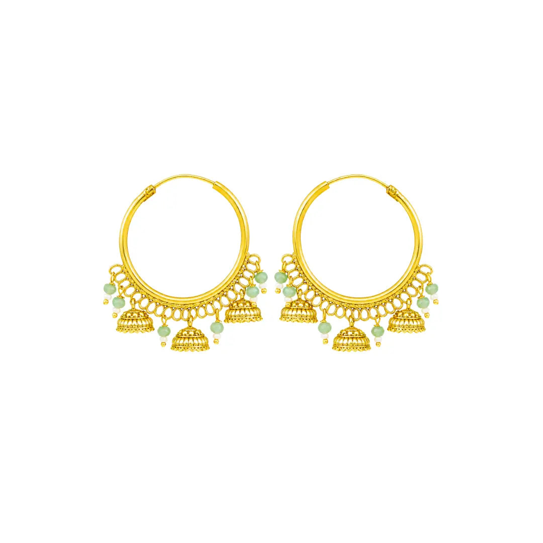 Antique Gold-Plated Bali with Three Jhumka T-27
