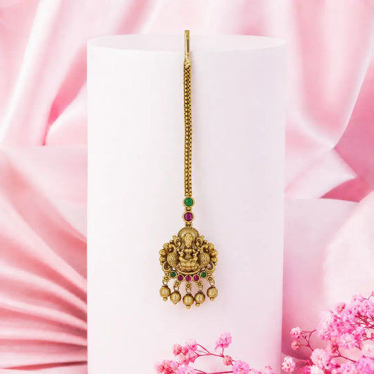 Antique Gold Plated Maang Tikka with Laxmi Motif R-2055