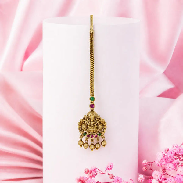 Antique Gold Plated Maang Tikka with Laxmi Motif R-2055