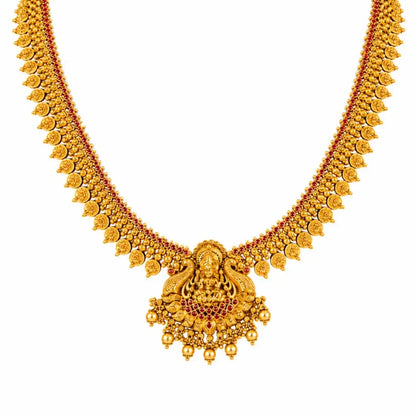 Antique Kodi Swarna Mala Haar Combo Necklace Set | Gold-Plated Temple K-1893N