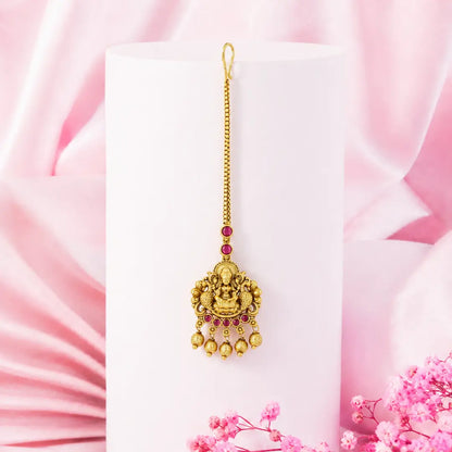 Antique Gold Plated Maang Tikka with Laxmi Motif R-2055