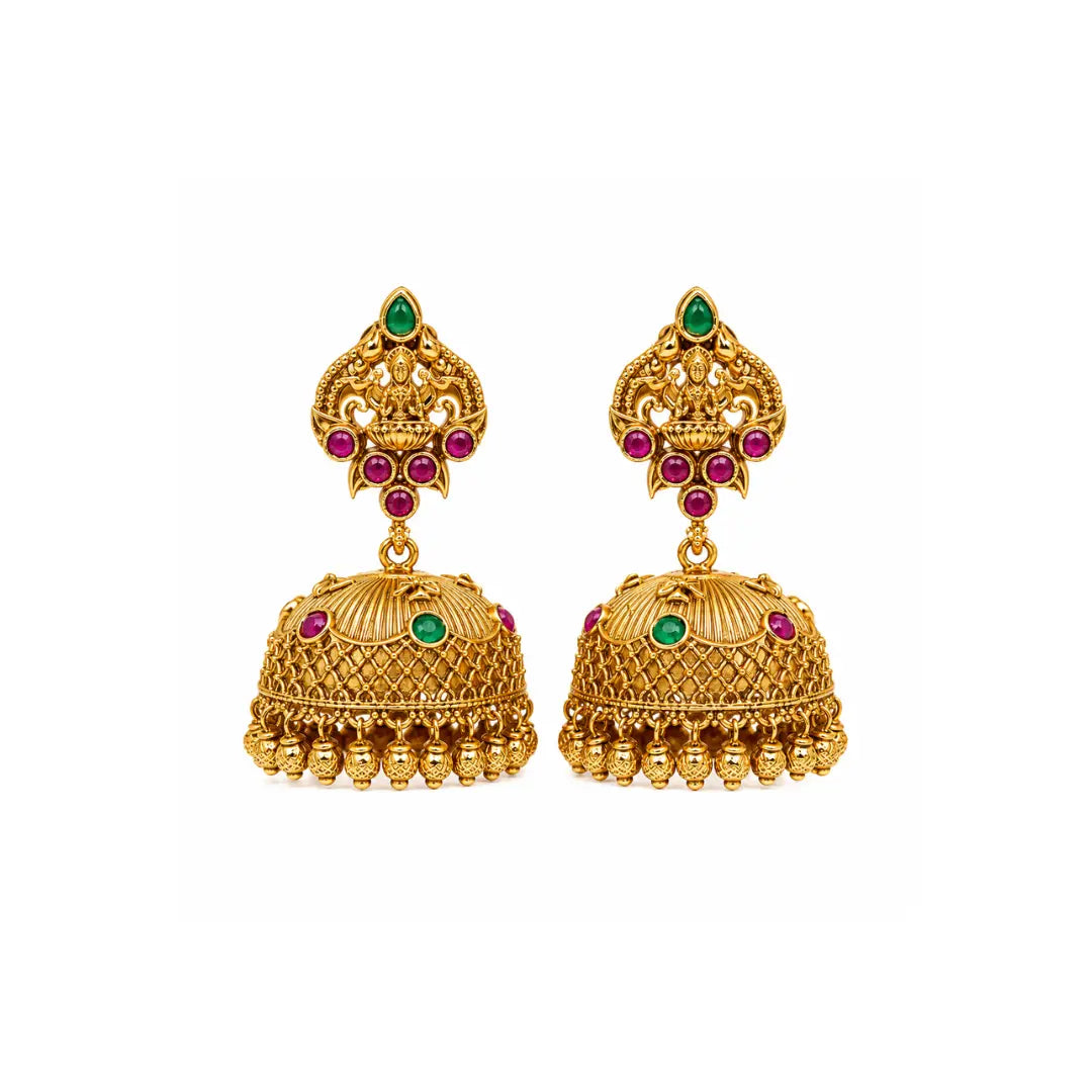 Antique Gold-Plated Laxmi Jhumka V-276