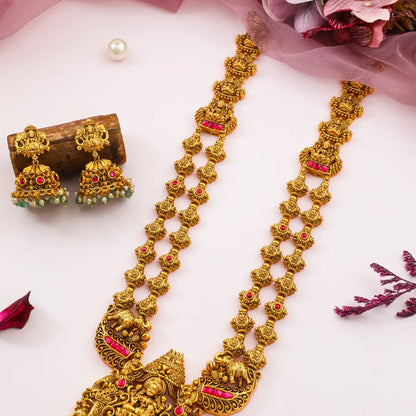 Panchamukhi Haram | Gold-Plated Five Face Temple Necklace Set