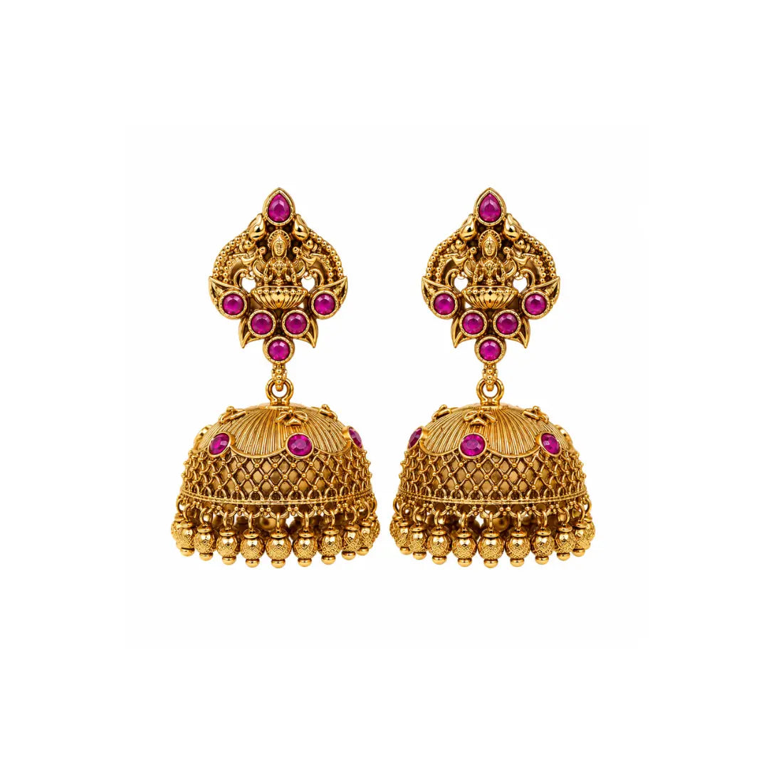 Antique Gold-Plated Laxmi Jhumka V-276