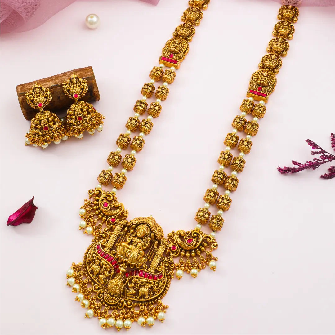 Panchamukhi Haram | Gold-Plated Five Face Temple Necklace Set