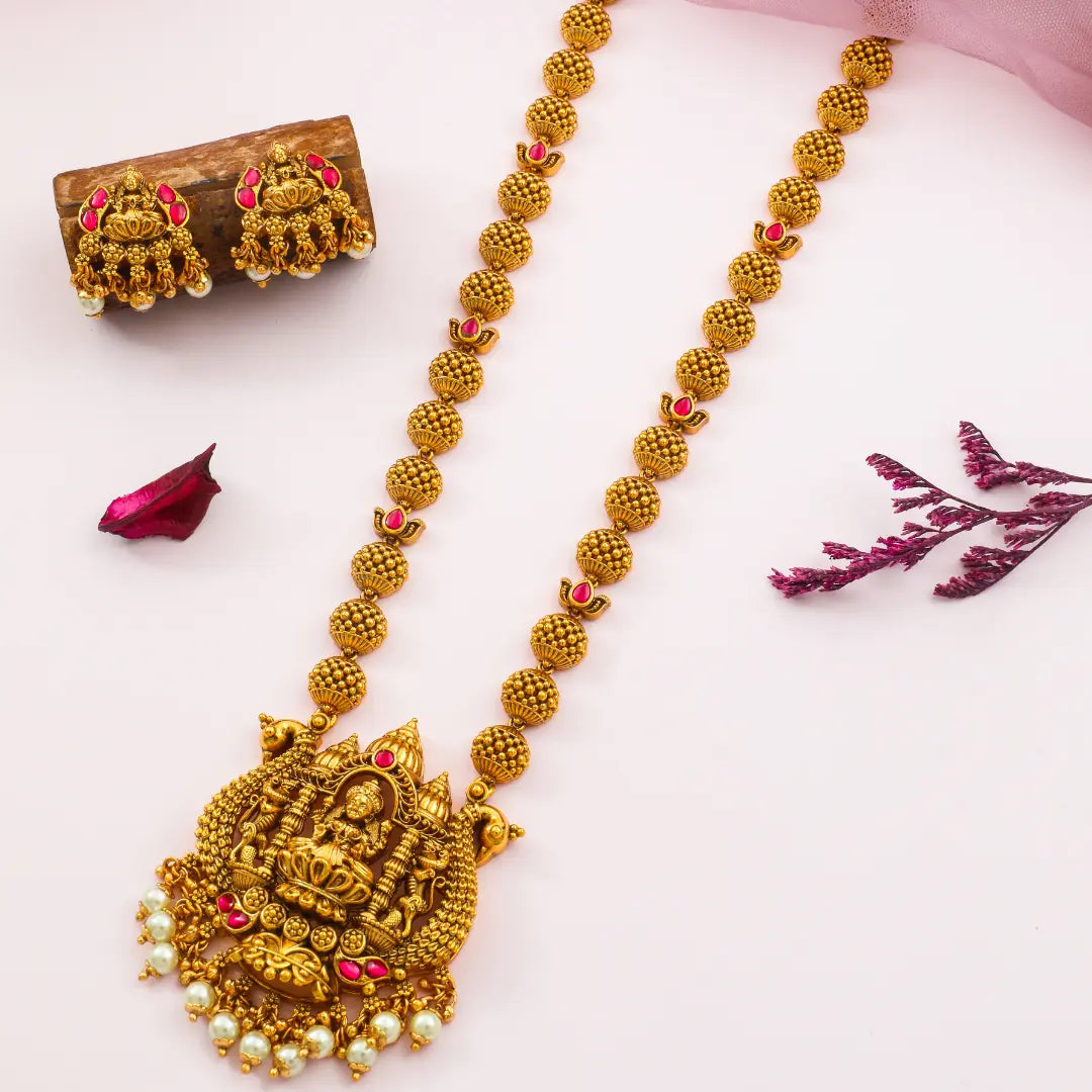 Karpagavalli Haram | Gold-Plated Wish Tree Goddess Temple Necklace