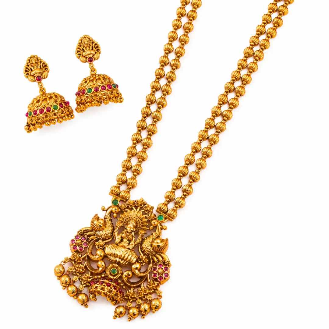 Modern Minimal Gold Pendant Set – Everyday Ethnic Elegance