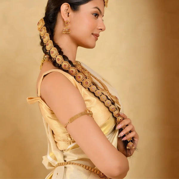 Antique Gold Finish Temple Inspired Hair Choti