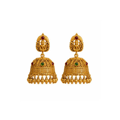 Elegant Laxmi Antique Gold-Plated Jhumka  R-1172