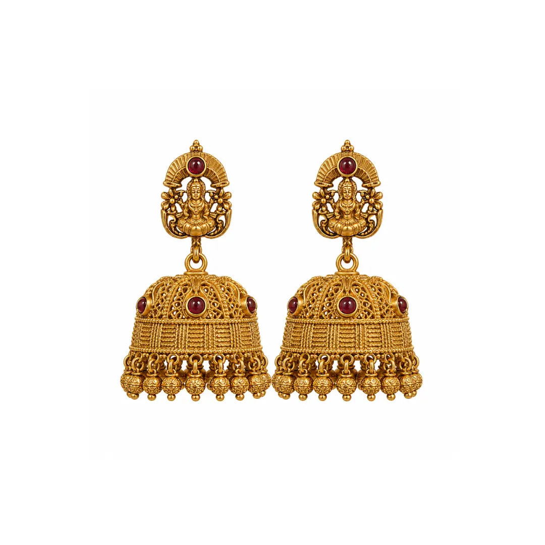 Elegant Laxmi Antique Gold-Plated Jhumka  R-1172