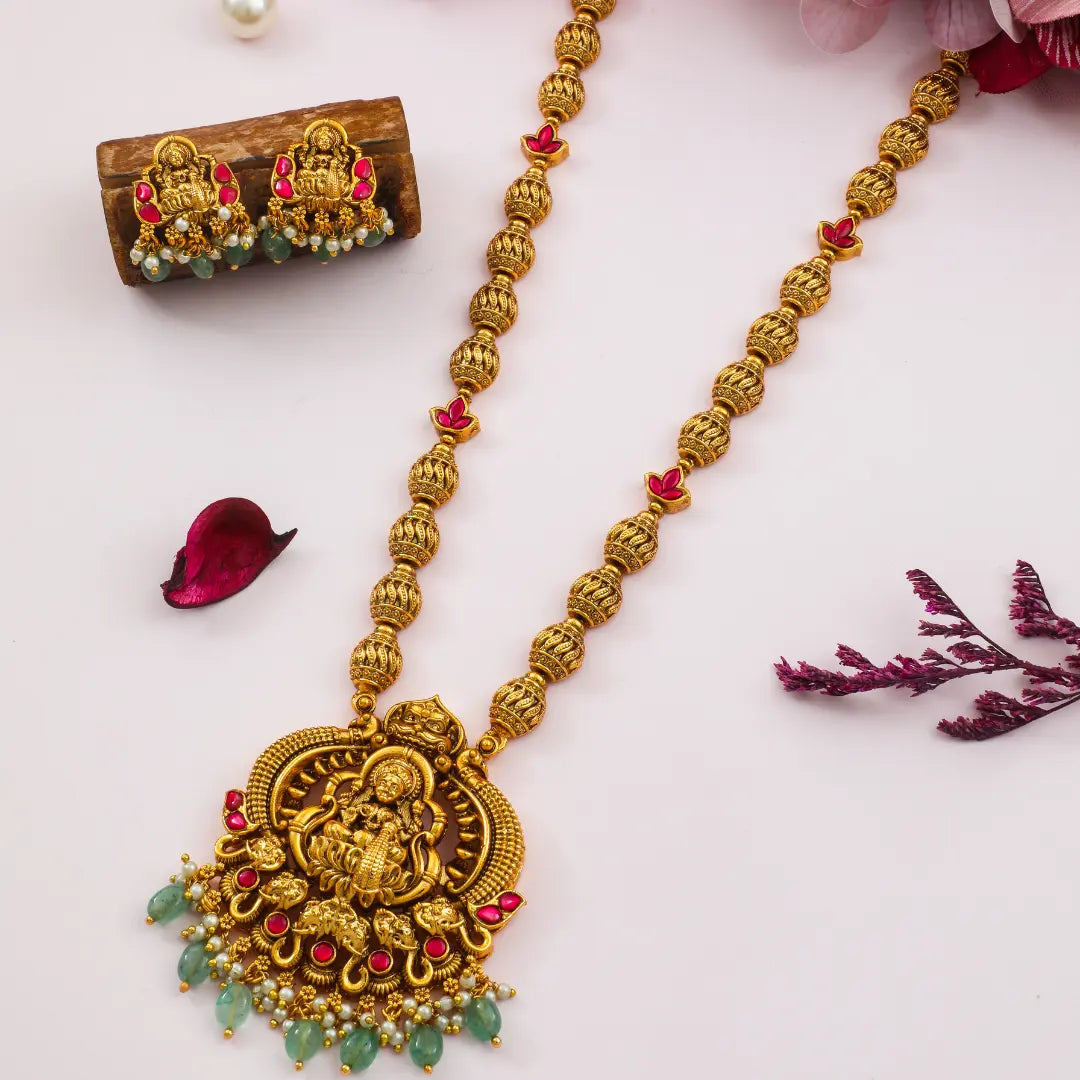 Soundarya Haram | Gold-Plated Divine Beauty Temple Necklace Set