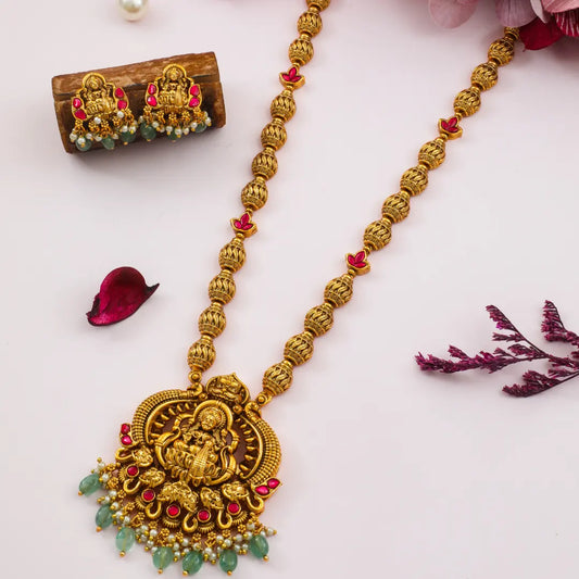 Soundarya Haram | Gold-Plated Divine Beauty Temple Necklace Set