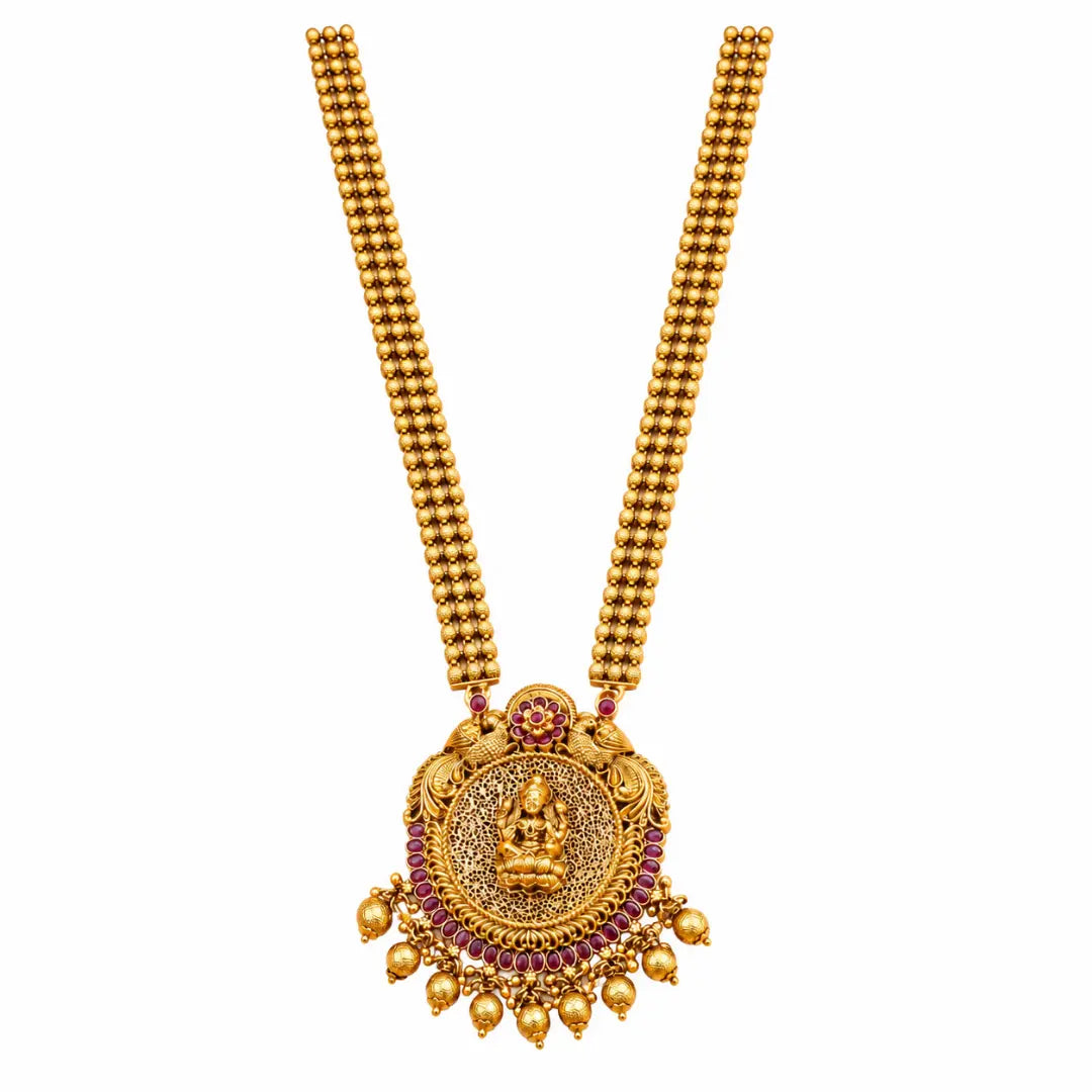 Antique Gold-Plated Laxmi Pendant Set V-641