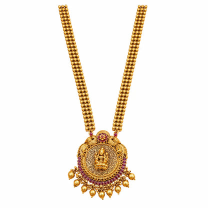 Antique Gold-Plated Laxmi Pendant Set V-641