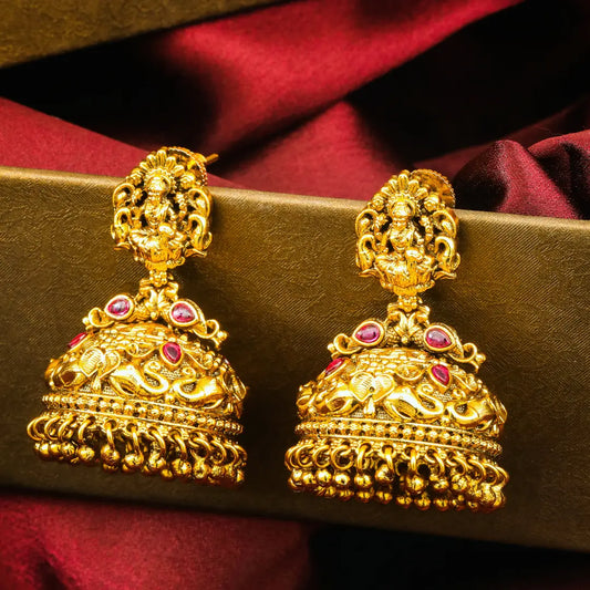 Vaidehi Vilasa Jhumka | Gold-Plated Sita Splendour Temple Earrings