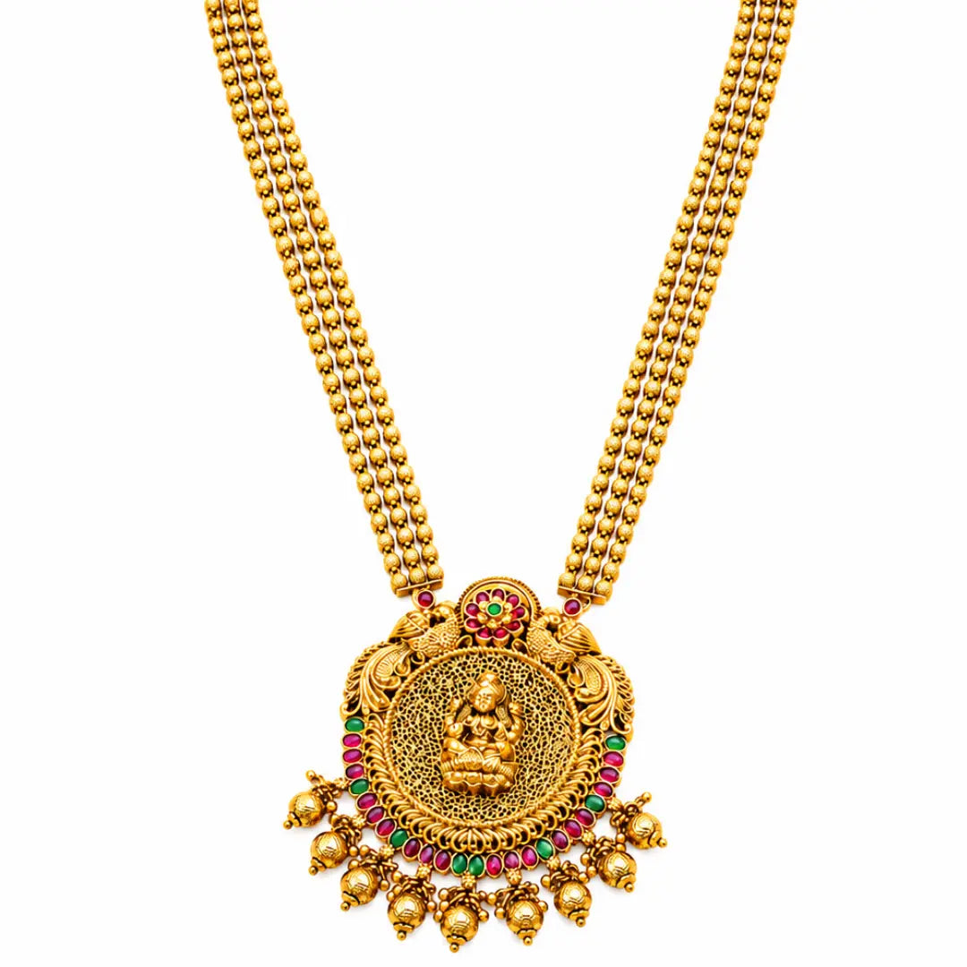 Antique Gold-Plated Laxmi Pendant Set V-641