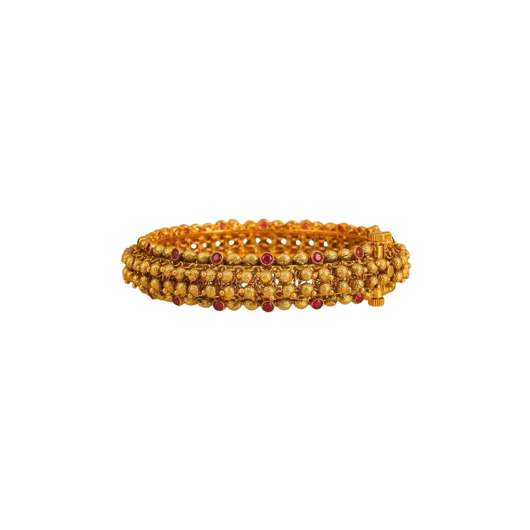 Madhura Lahari Kada Bangle | Gold-Plated Sweet Wave Temple Bangle V-2253