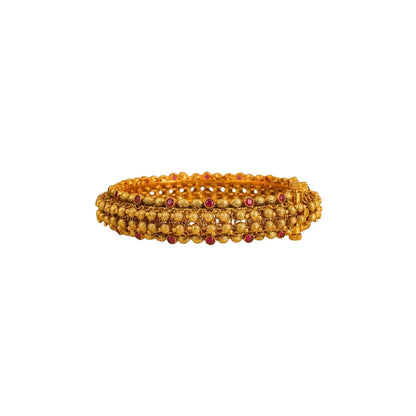 Madhura Lahari Kada Bangle | Gold-Plated Sweet Wave Temple Bangle V-2253