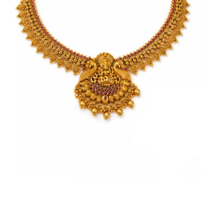 Antique Kodi Swarna Mala Haar Combo Necklace Set | Gold-Plated Temple K-1893N