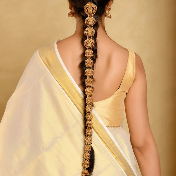 Antique Gold Finish Temple Inspired Hair Choti V-2092