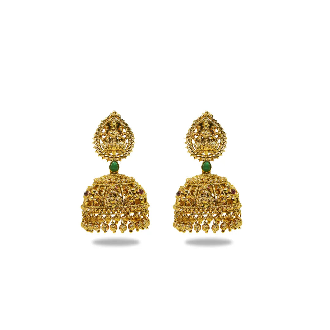 Traditional Temple Jhumka with Laxmi Motif