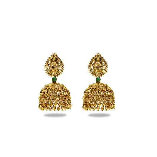 Traditional Temple Jhumka with Laxmi Motif