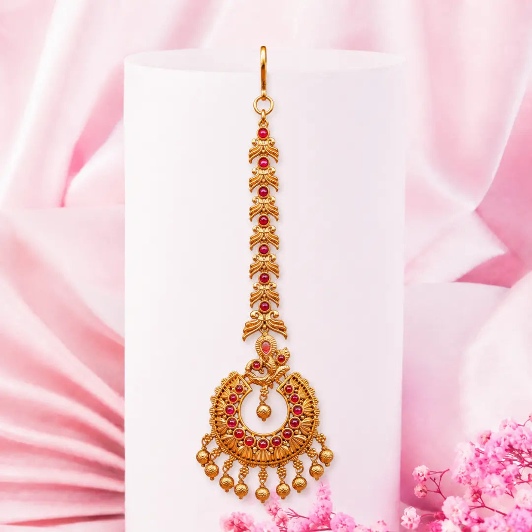 Antique Gold-Plated Maang Tikka N-704