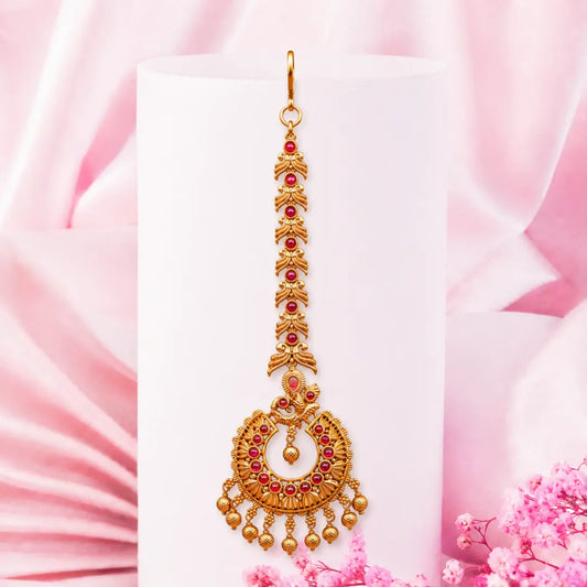 Antique Gold-Plated Maang Tikka N-704