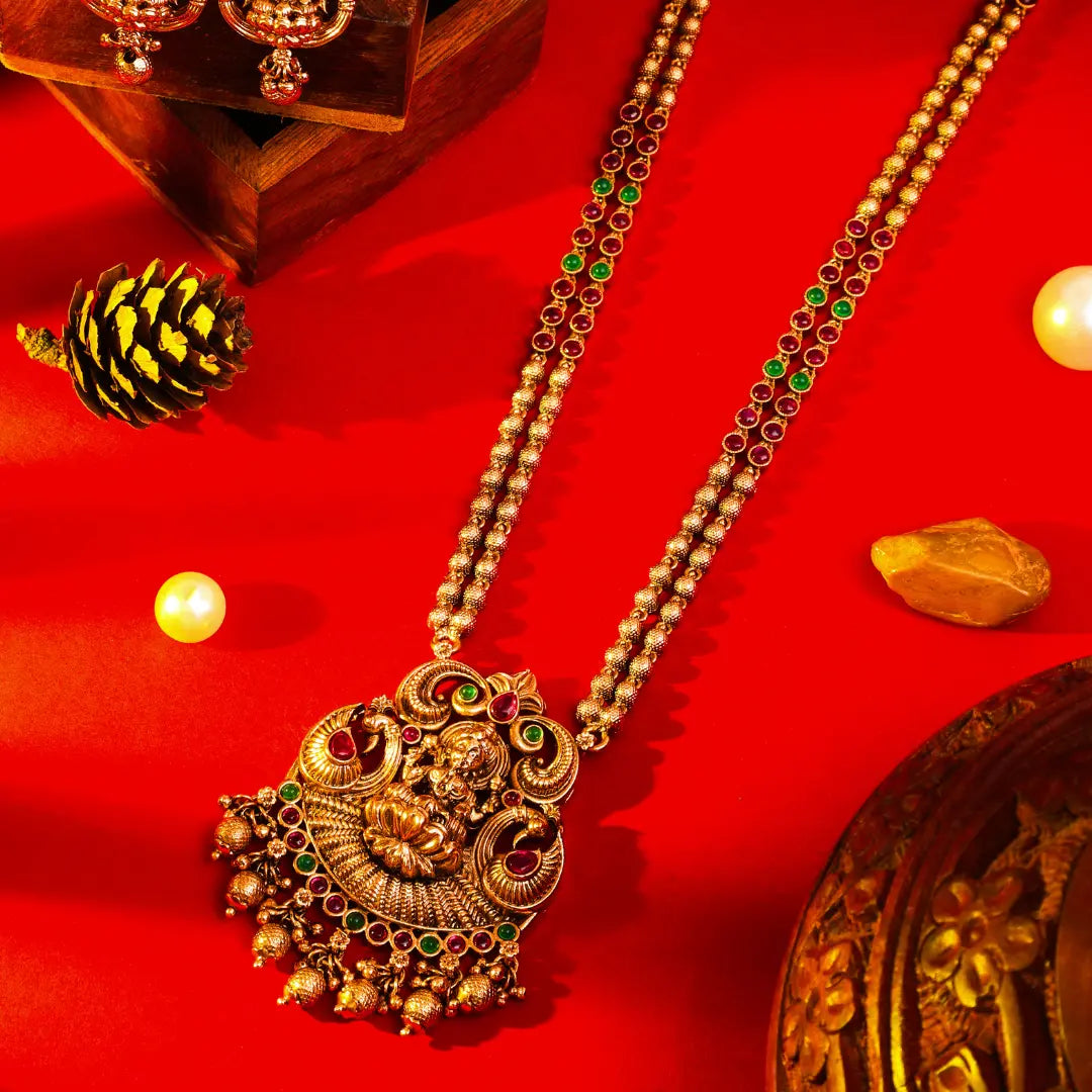 Royal Temple Pendant Set Handcrafted Laxmi P-1056