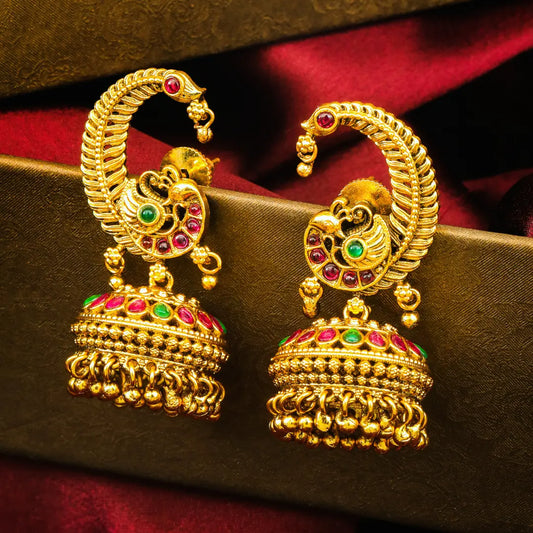 Nitya Sundari Jhumka | Gold-Plated Eternal Beauty Temple Earrings