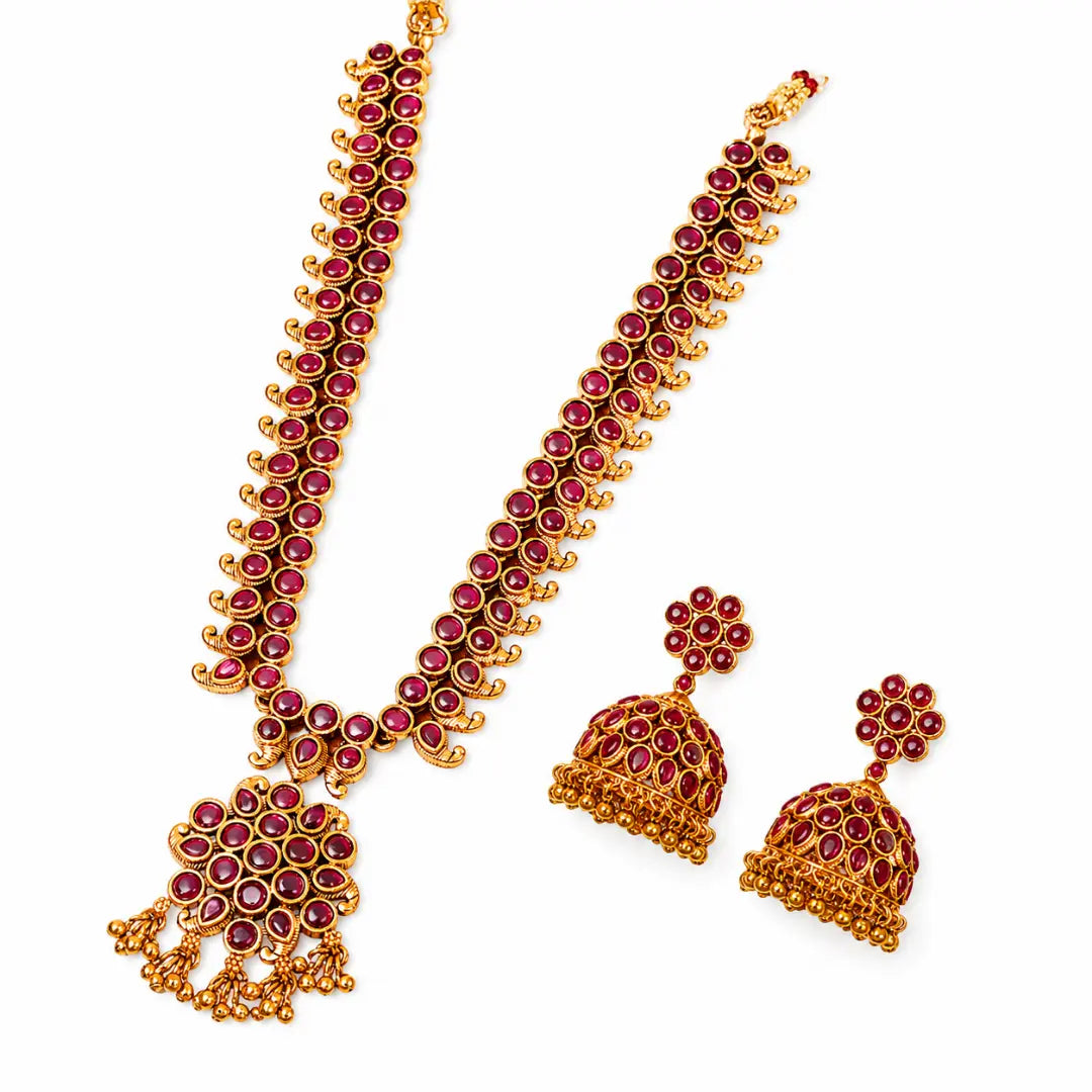 Ruby Antique Temple necklace Set N-41