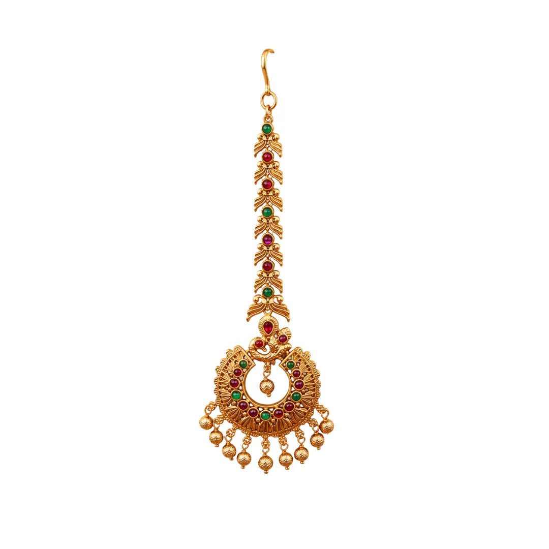 Antique Gold-Plated Maang Tikka N-704