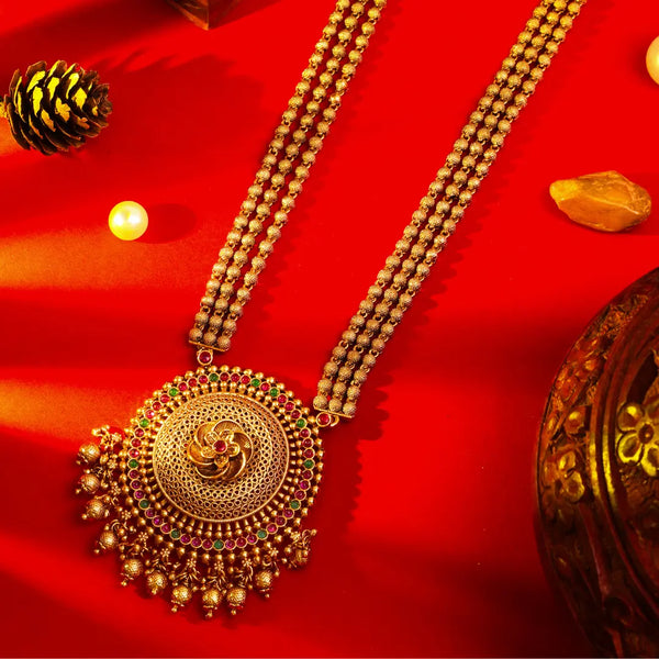 Antique Temple Pendant Set Traditional Gold-Plated V-642