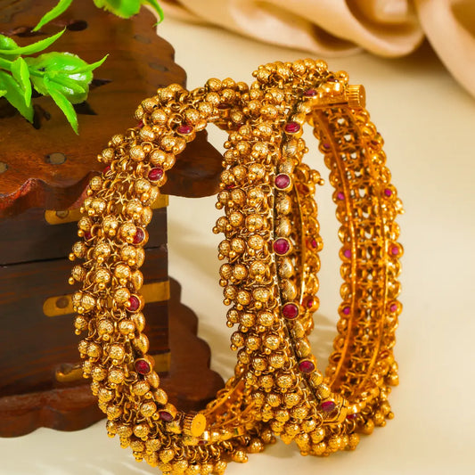 Madhura Lahari Kada Bangle | Gold-Plated Sweet Wave Temple Bangle