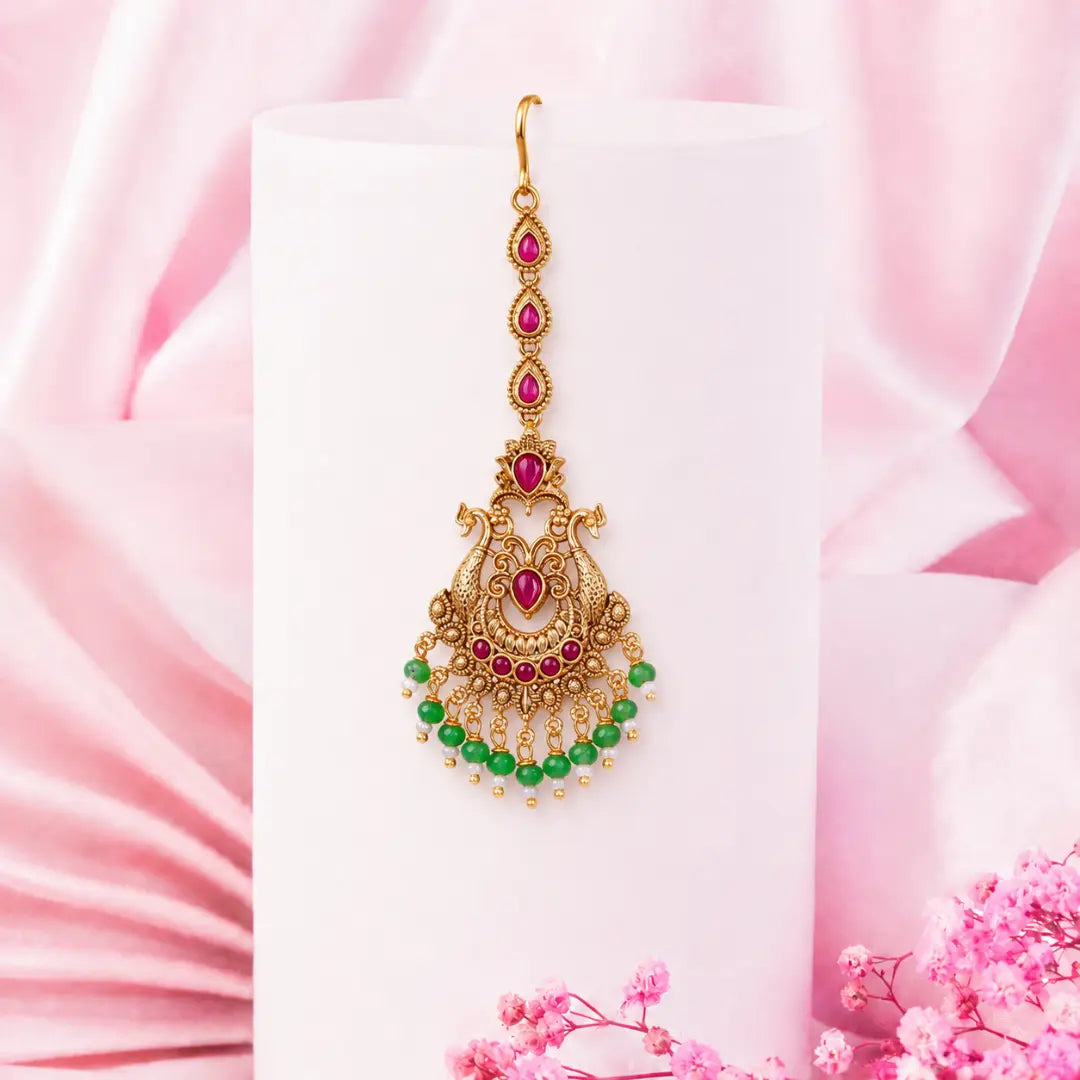 Antique Finish Maang Tikka for Wedding T-8