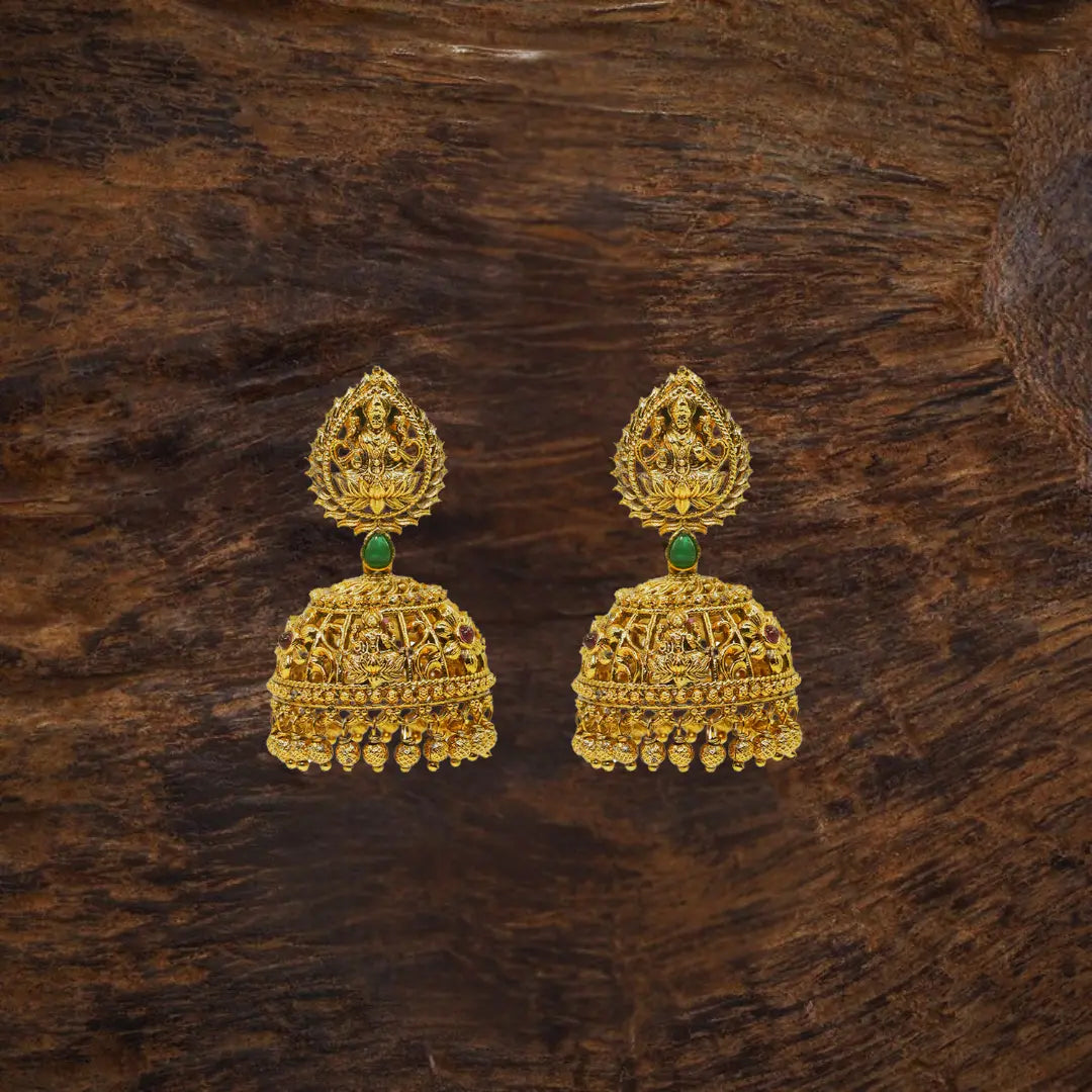 Traditional Temple Jhumka with Laxmi Motif