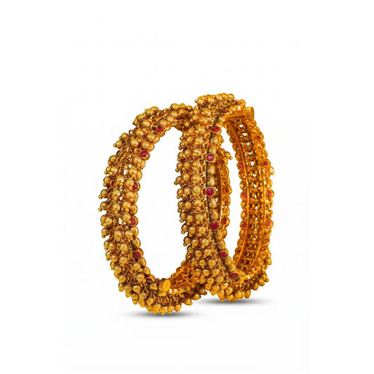 Madhura Lahari Kada Bangle | Gold-Plated Sweet Wave Temple Bangle V-2253