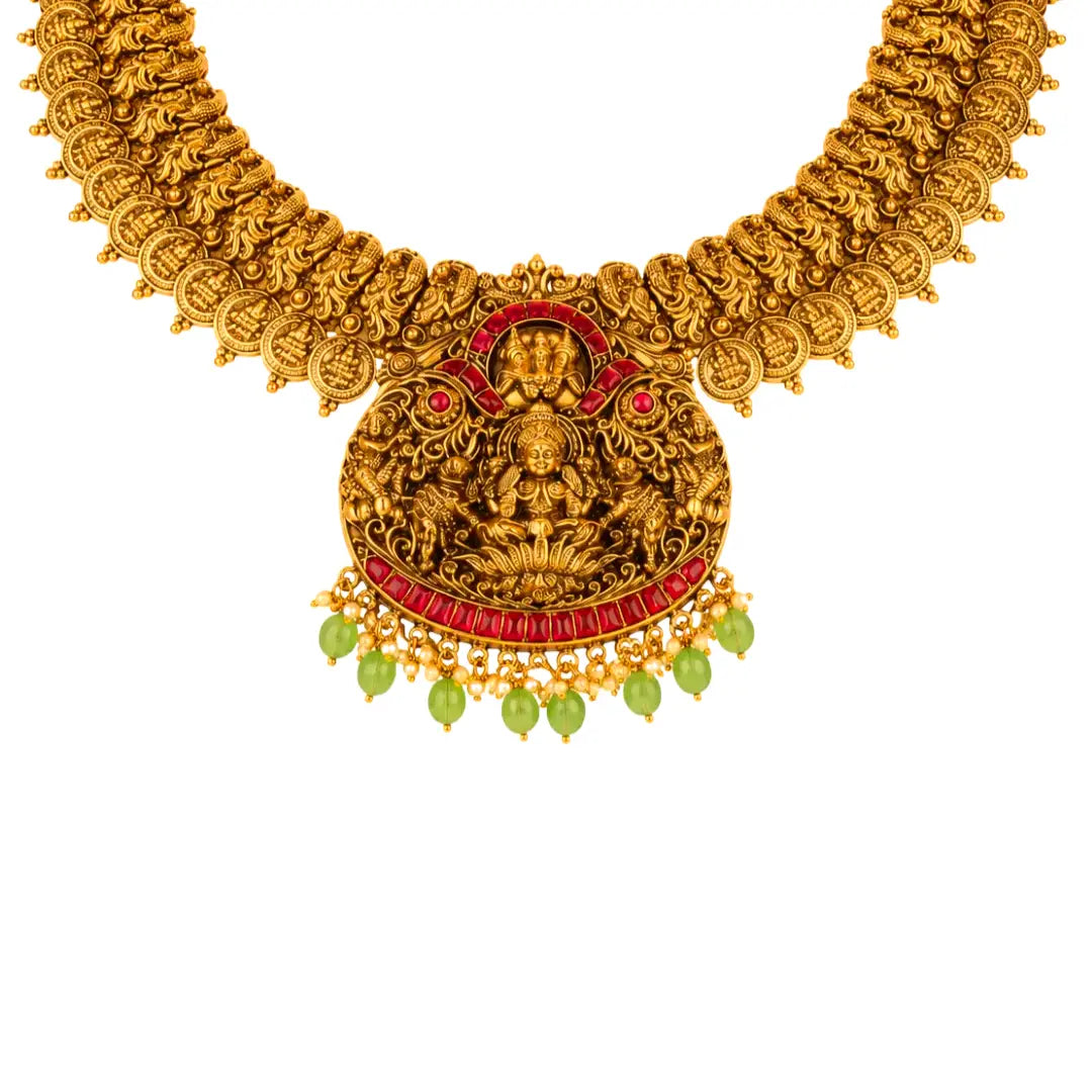 Swarna Pachi Manga Kanti Combo Necklace Set | Gold-Plated Temple
