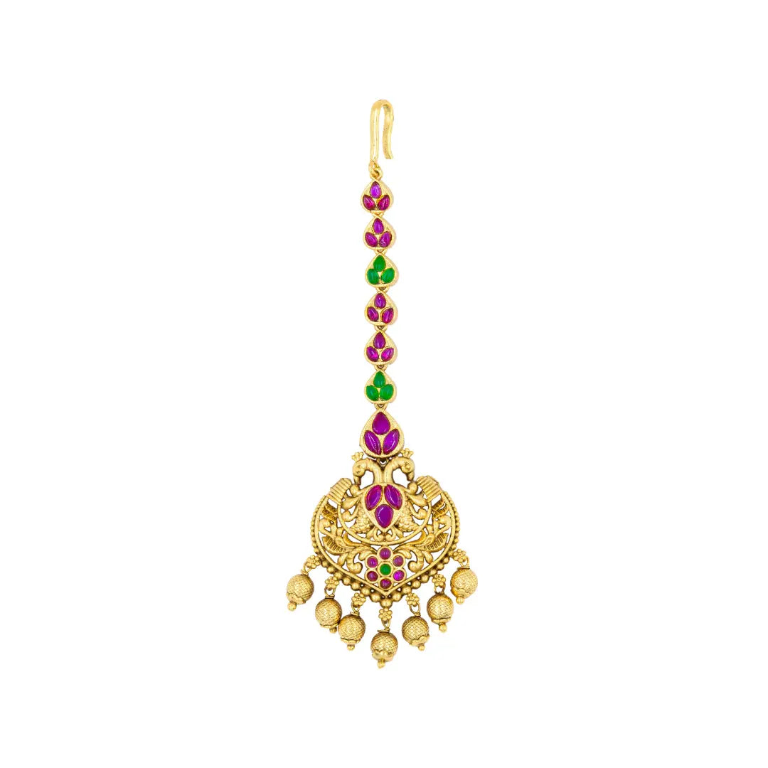 Stunning Gold-Plated Peacock Maang Tikka T-19