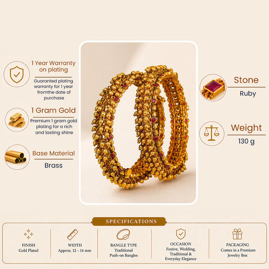 Madhura Lahari Kada Bangle | Gold-Plated Sweet Wave Temple Bangle