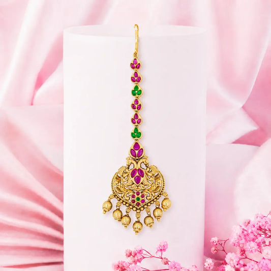 Stunning Gold-Plated Peacock Maang Tikka R-1006