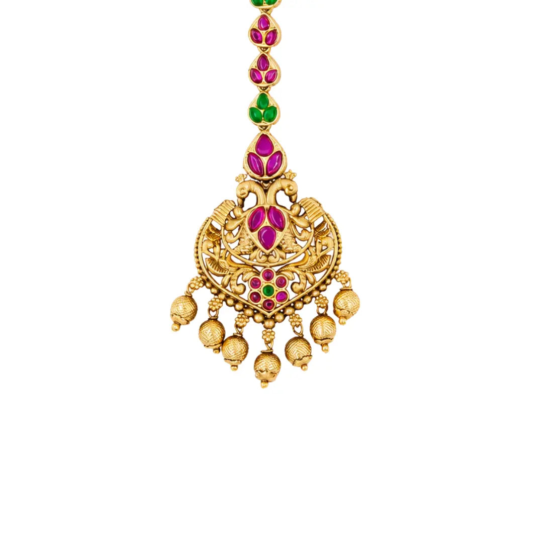 Stunning Gold-Plated Peacock Maang Tikka R-1006